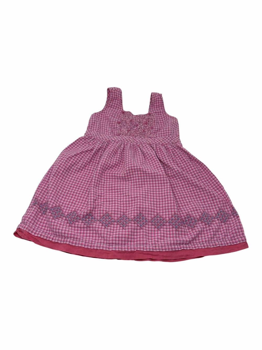 Cornelloki Pink Plaid Smocked Dress Size 2 Sundress April Cornell Embroidered 2T